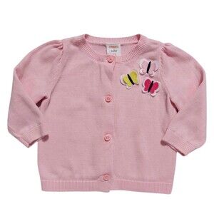 Gymboree Pink Butterfly Cardigan Sweater Baby 3 - 6 M Cotton Infant Girls Top